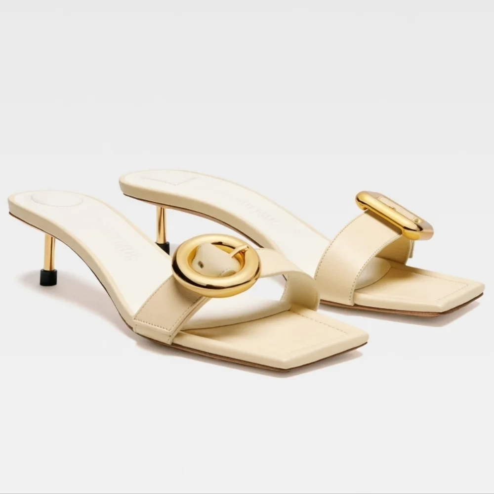 Jacquemus geometric buckle  mule slides  Les Sandales Regalo Basses Size 38 - Picture 2 of 13